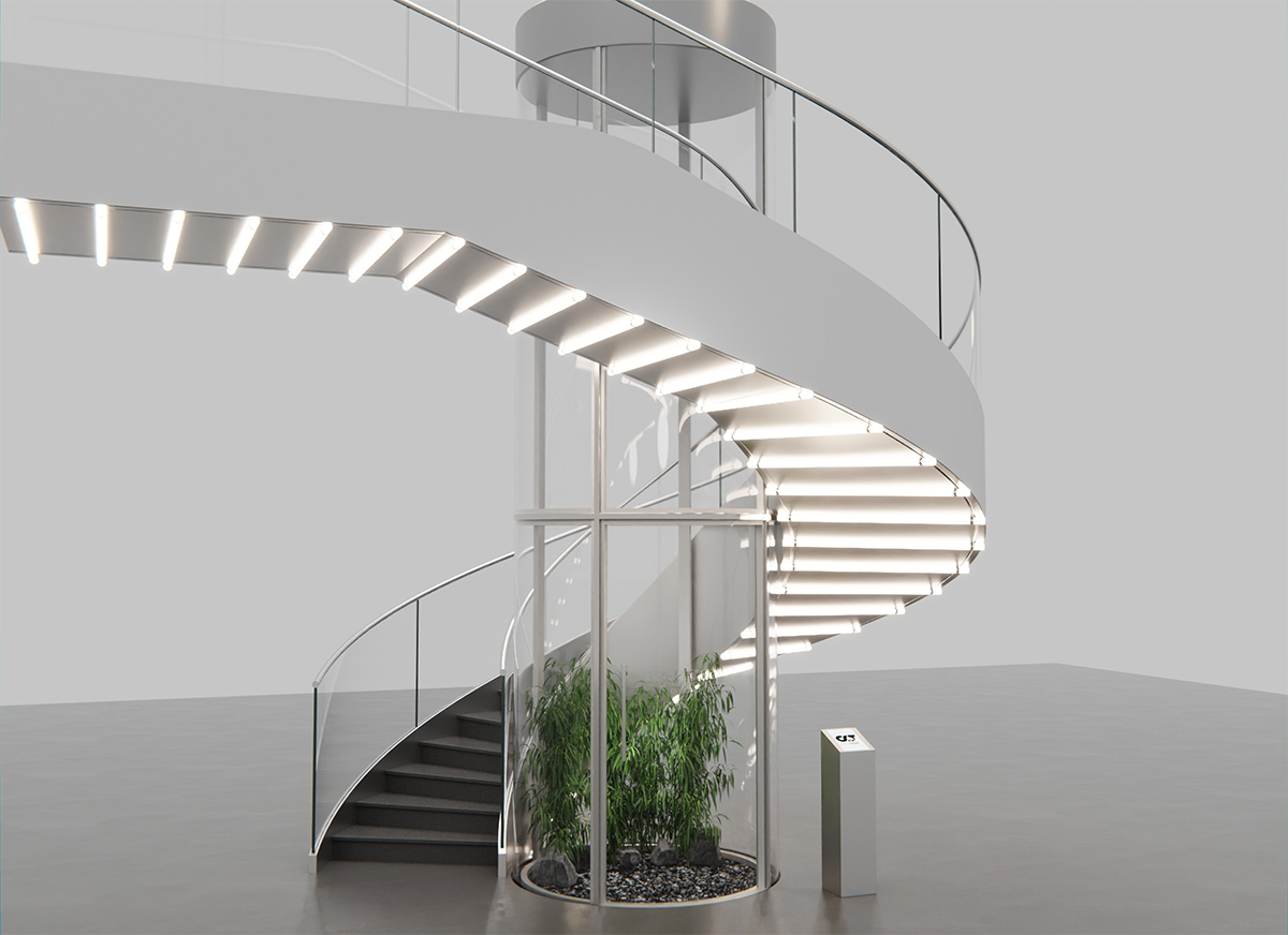 concept glass chamber staircase